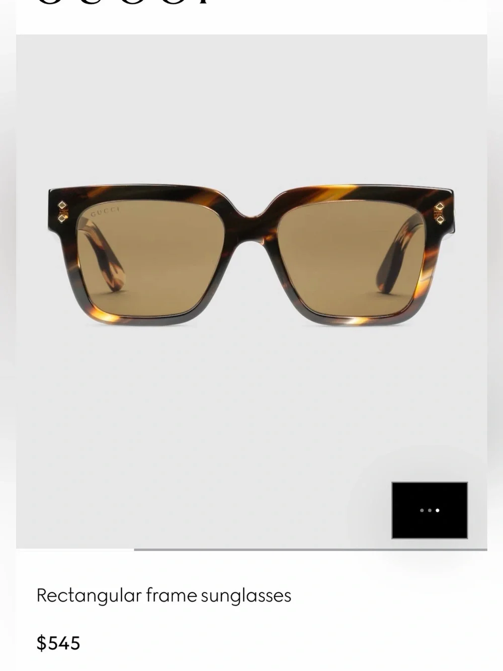 Gucci Tortoiseshell Rectangular Sunglasses - Brown Lenses